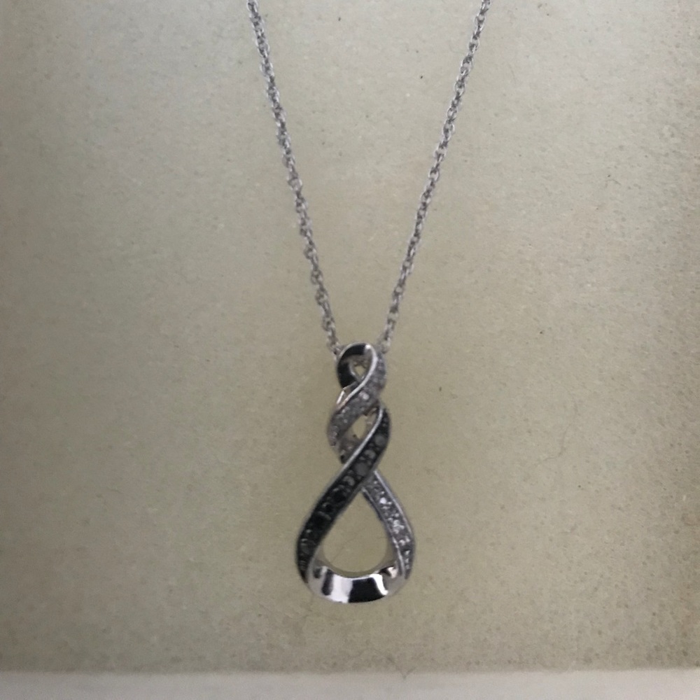 Sterling Silver Black & White Diamond Necklace